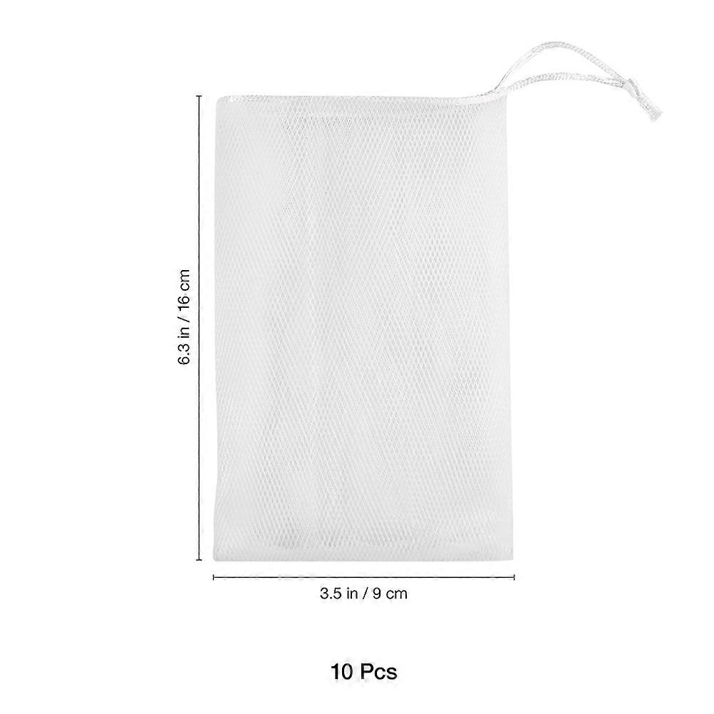 Soap Net Mesh for Cleaning 20Pcs Drawstring Pouch White Foaming Net