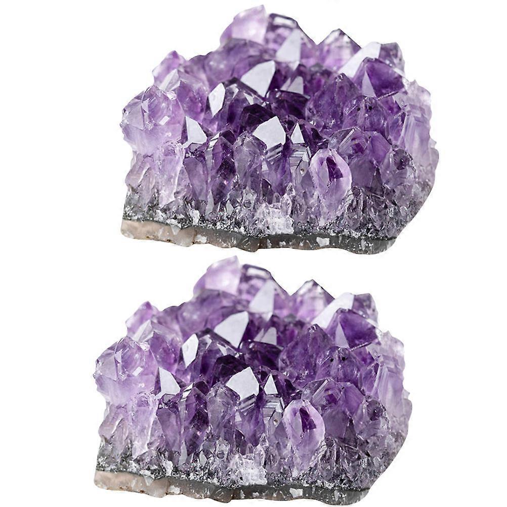 Purple Crystal Craft Material Irregular Crystal Cluster Ornament 2Pcs