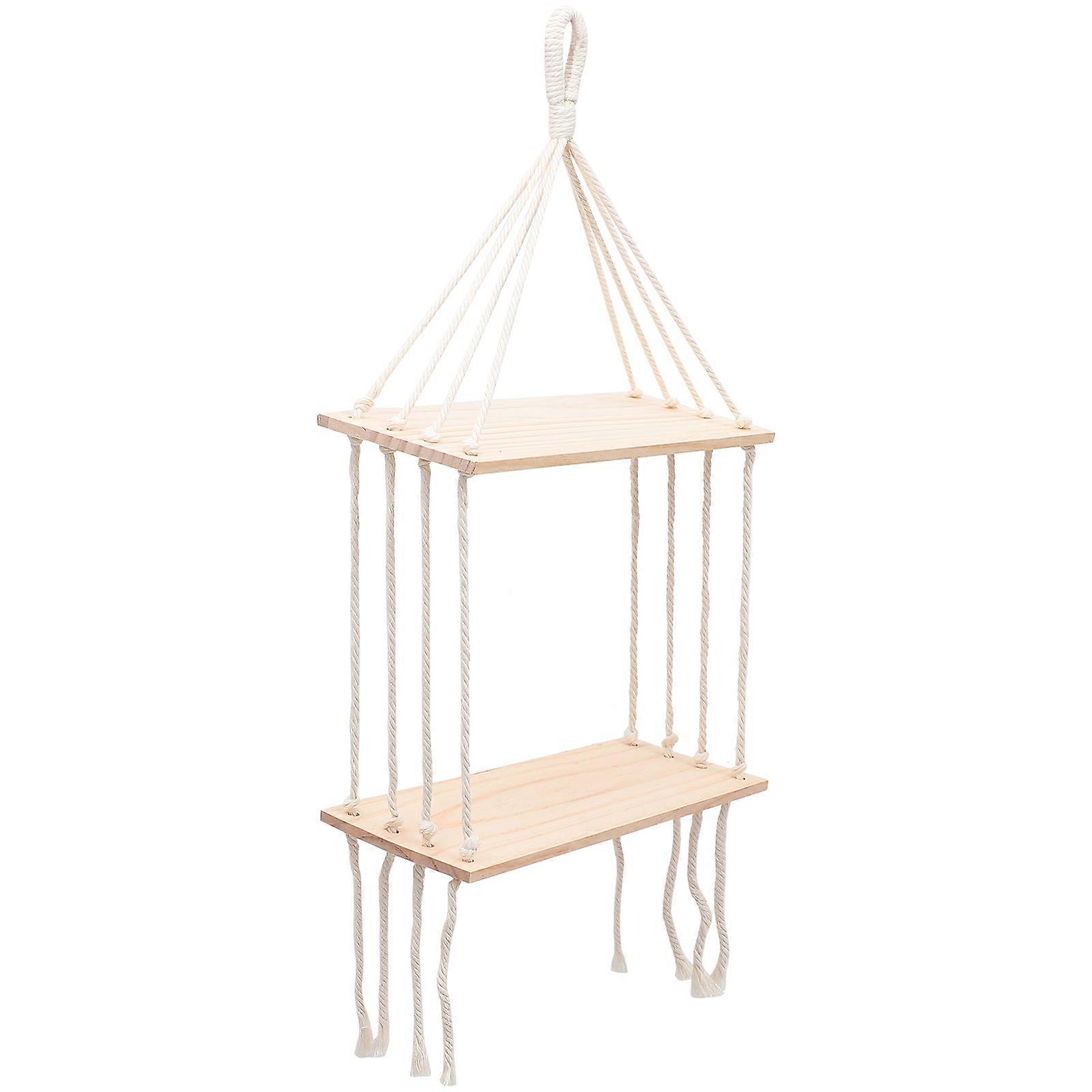 Handmade Cotton String Storage Shelf Hanging Rack for Storage Use