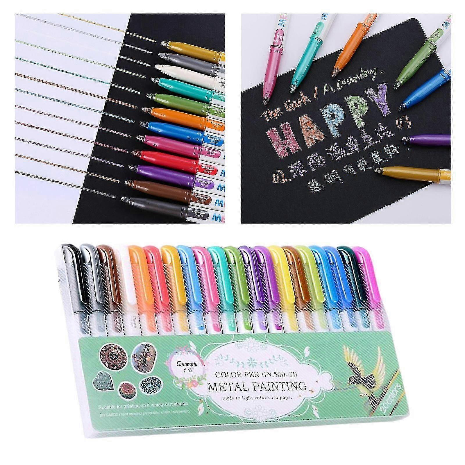 Metallic Markers Paint Marker Pens For Rock Painting, Black Paper 20color