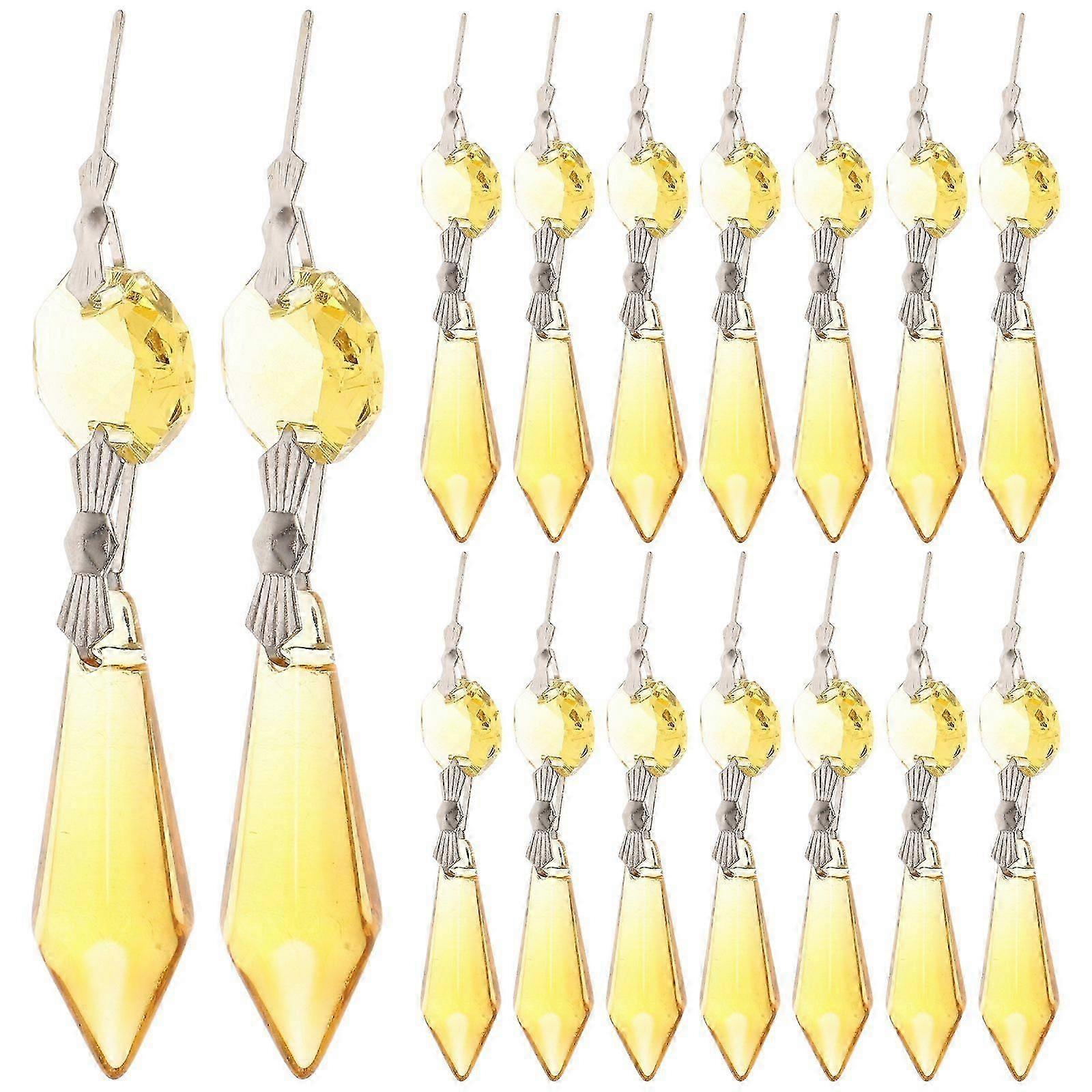 Lot de 20 magnifiques pendentifs en cristal pour lustres, perles et prismes (jaune)