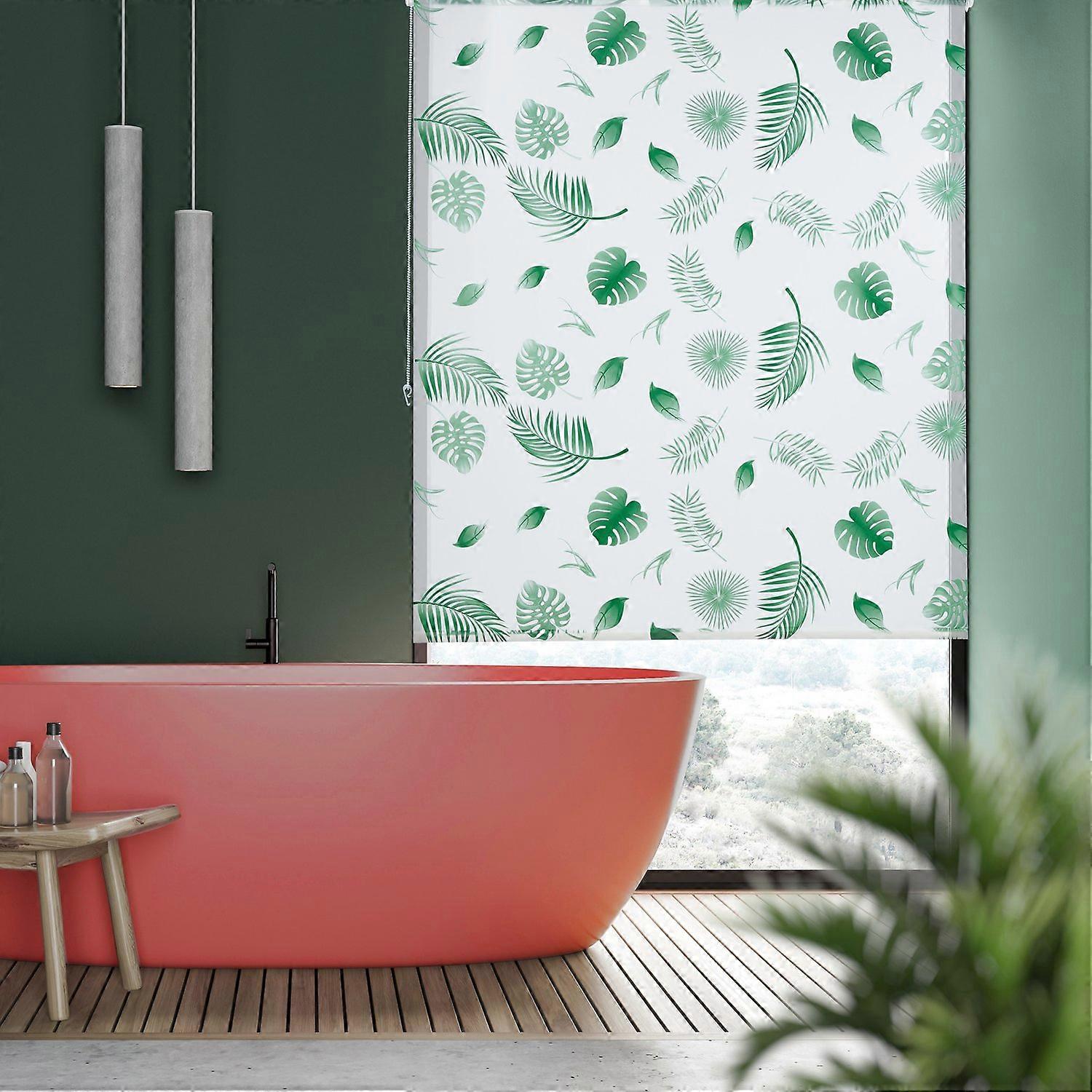 Water Repellent Leaf Pattern Bath Roller Blind