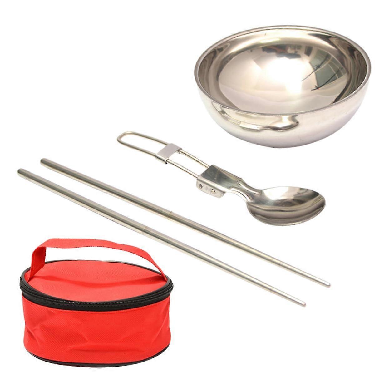 Camping Tableware Set Folding Portable Utensils Spoon Bowl Chopsticks Reusable Outdoor Kitchenware Safe Durable