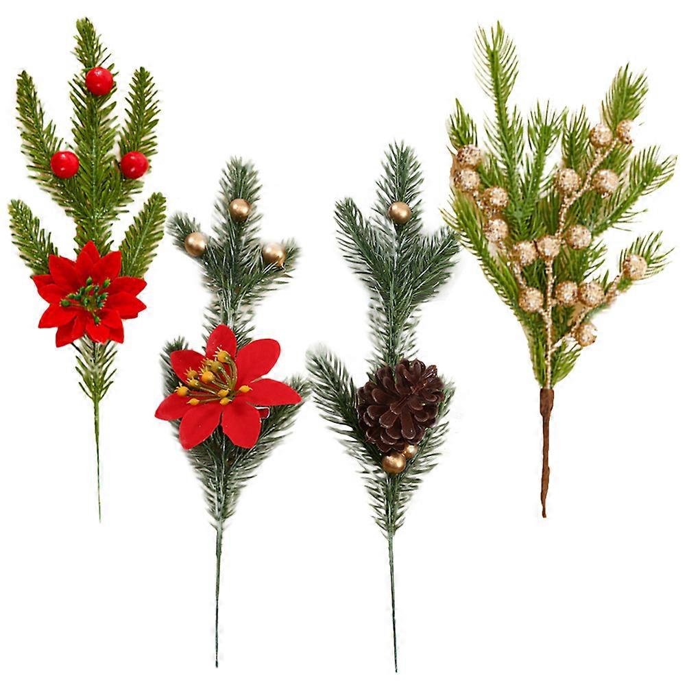 Artificial Pine Needle Branch Plastic Decorative Pine Stems for Wreath 12Pcs