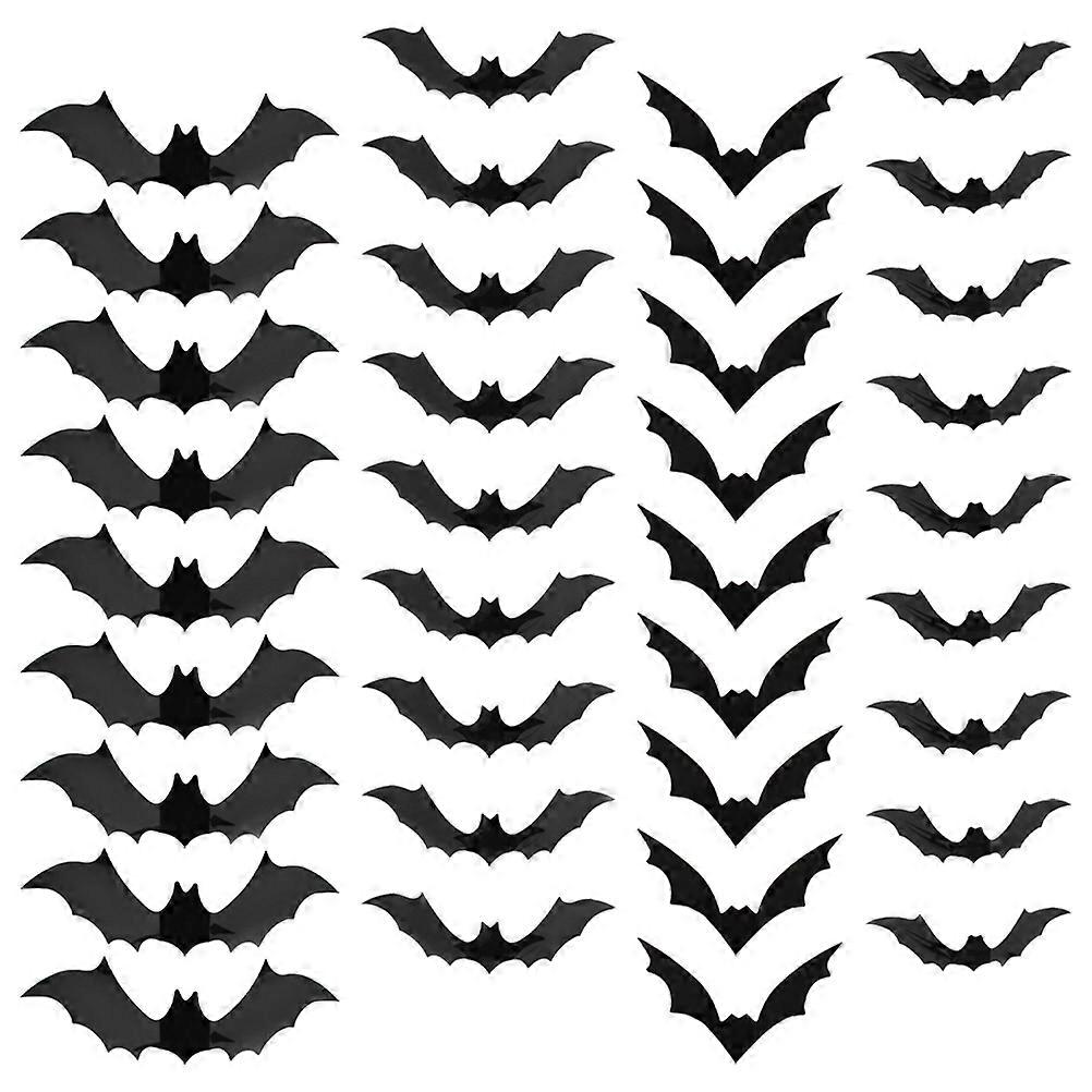 Halloween 3D Bats Decoration Wall Stickers For Spooky Atmosphere In Home Spaces, Black PVC Material, 336 Pcs