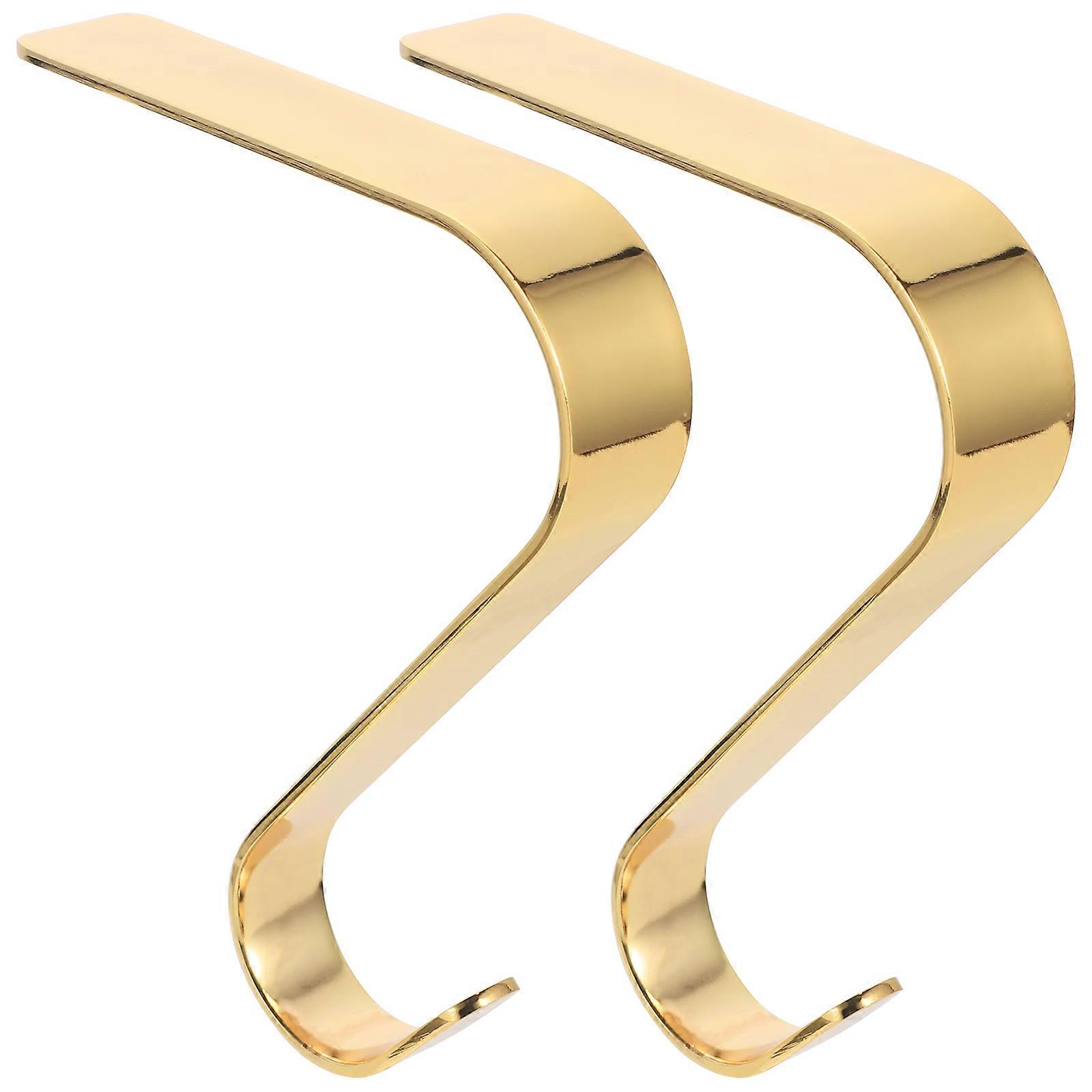 Christmas Xmas Stocking Hooks Golden Mantel Hangers for 6Pcs Set