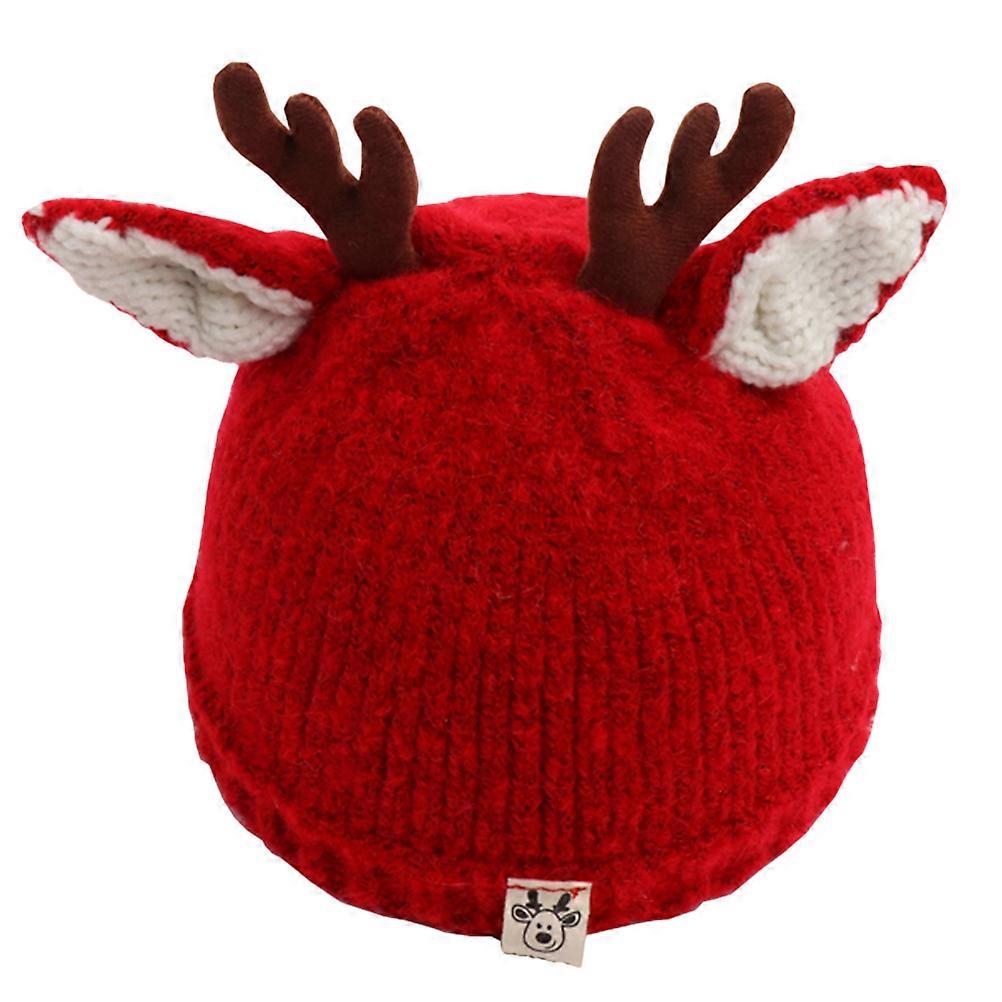Antler Hat Knitted Hat for Wearing Use 2Pcs Warm Baby Red Woolen