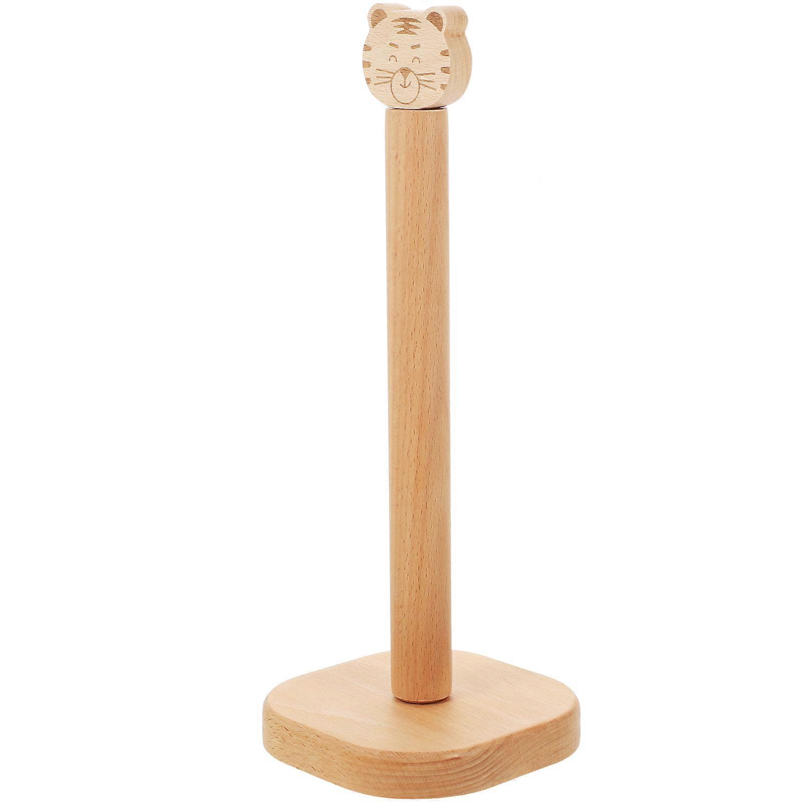 Standing Design Kitchen Roll Paper Rack Wooden Holder For Home Organization Beige 2Pcs Ideal For Counter Space