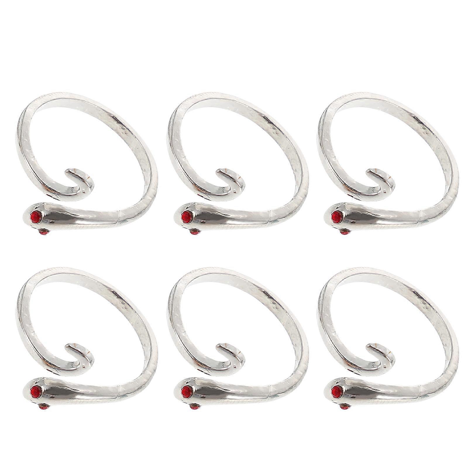 Snake Designed Crochet Ring Knitting Loop Rings for Decoration 12Pcs Silver