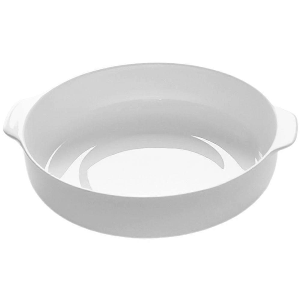 White Dish With Handle Ceramic Baking Bowl For Home Use 23.1x20.5cm Baking 1Pack