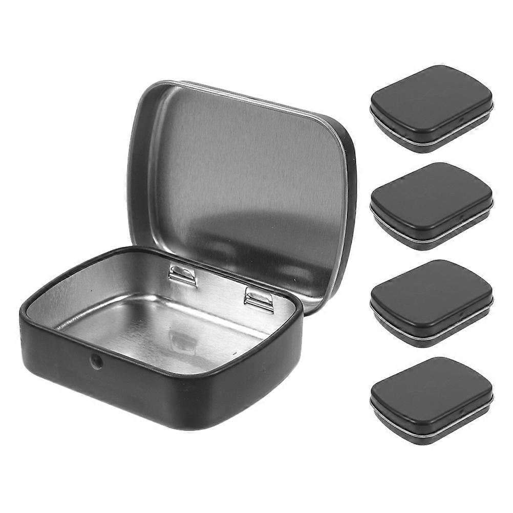 Rectangular Metal Storage Box Portable for Storage 5Pcs Black