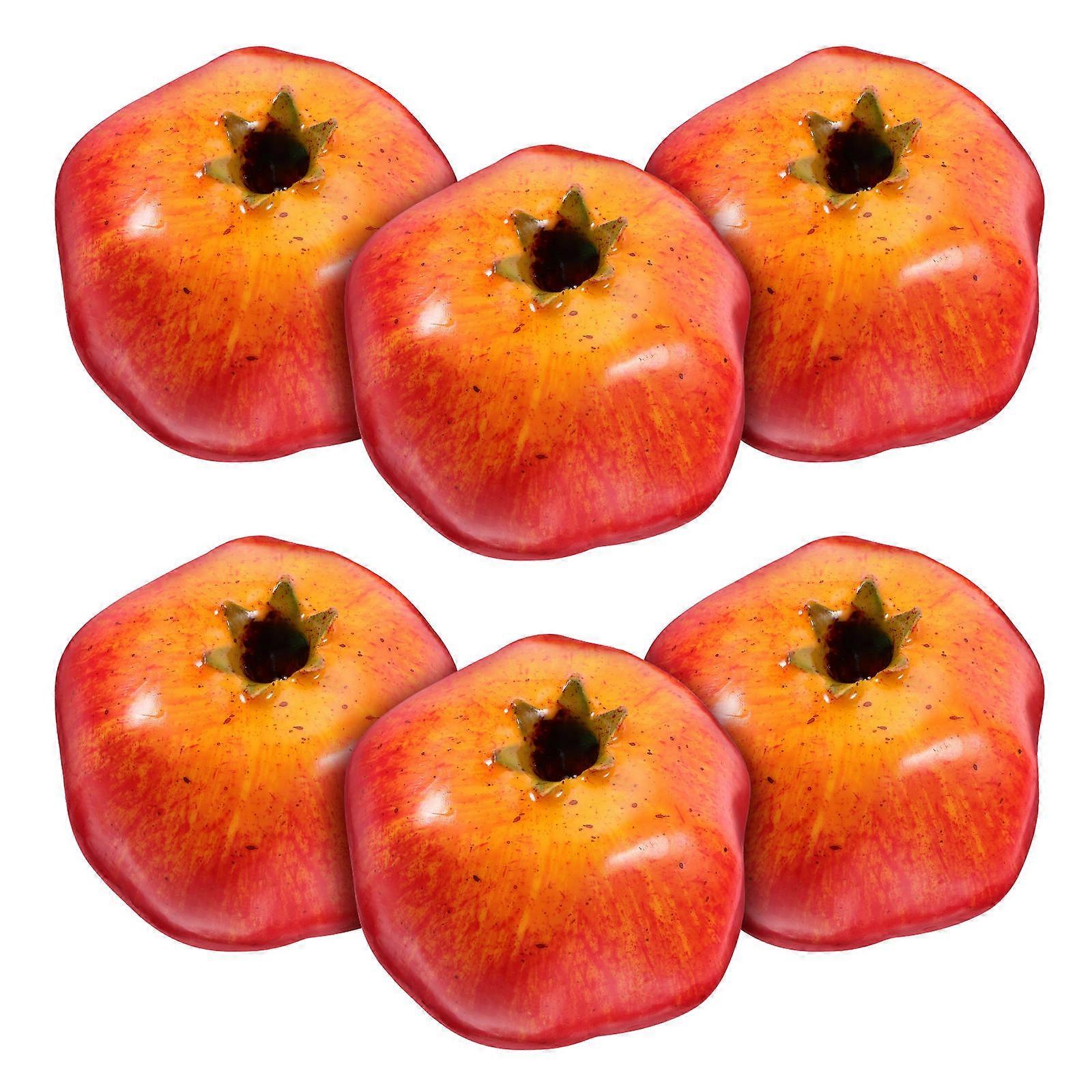 Simulation Pomegranate Foam Fruit for Decor 6Pcs Artificial Pomegranate Models