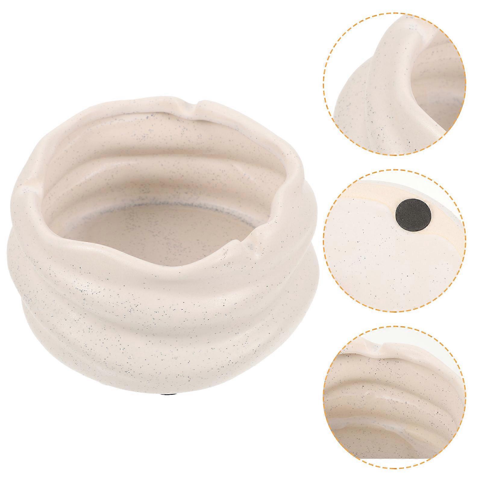 Ash Tray Ceramic Ashtray for Home Use 4Pcs Beige Decorative Containers