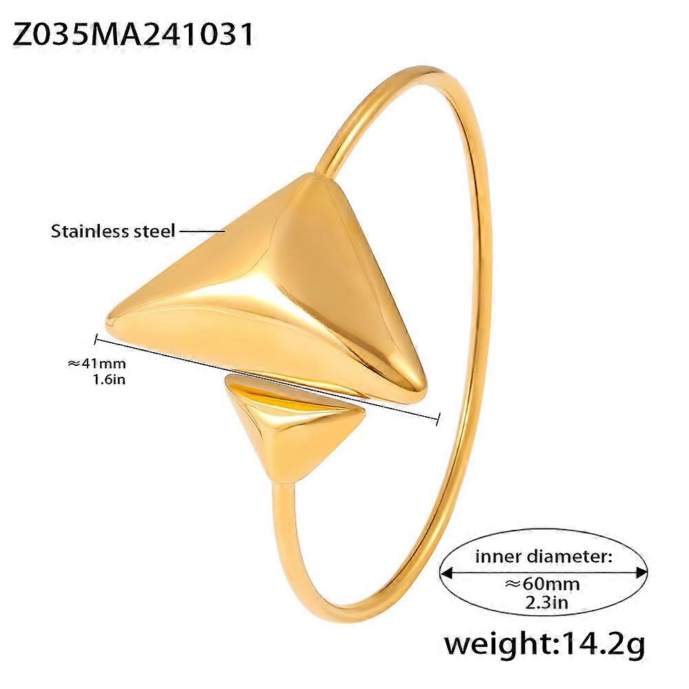 Bracelet, Open Spring Small and Large Triangle 18K Gold Plated Titanium Steel Color Retention