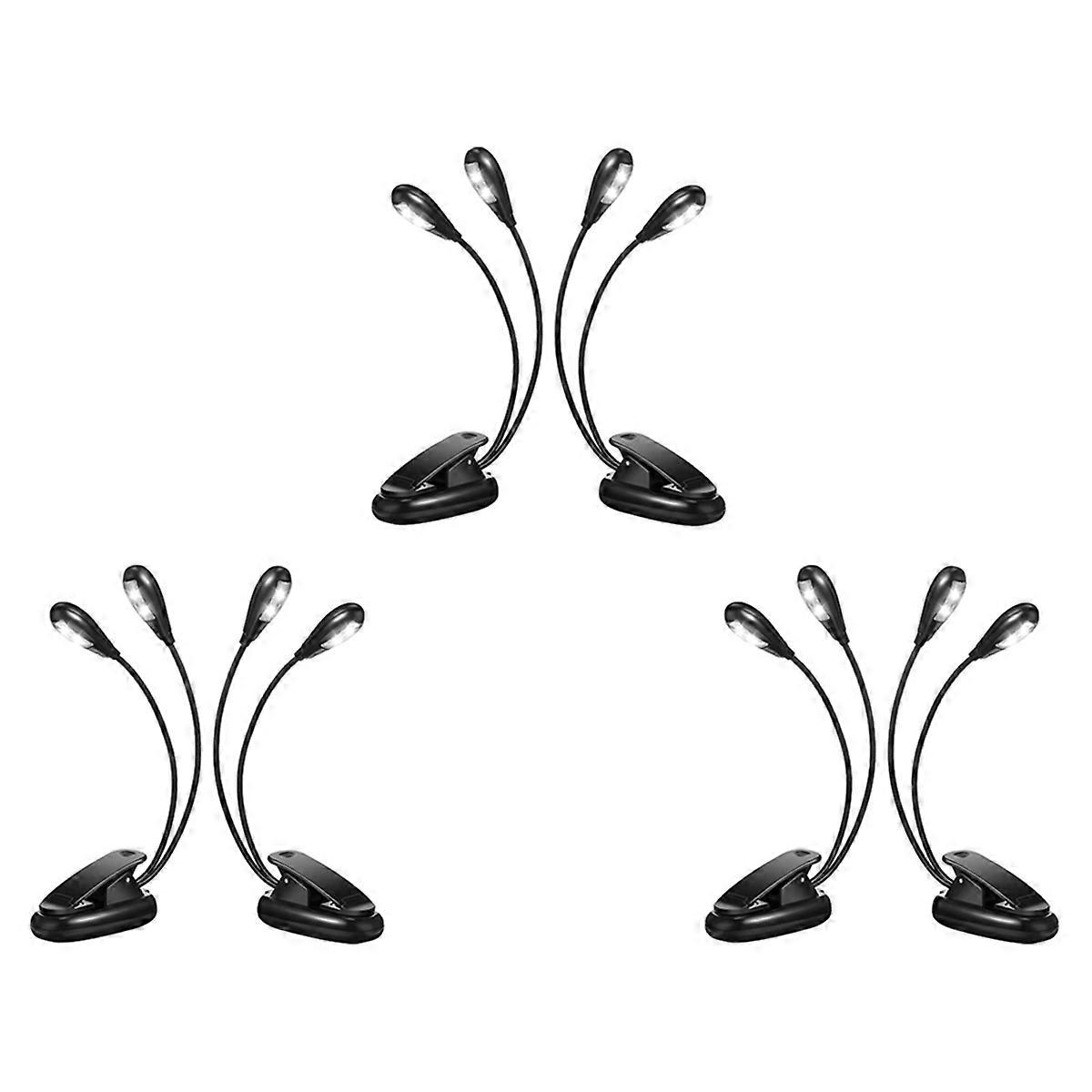 Lot de 2 lampes de pupitre à LED à pince pour lecture, double bras