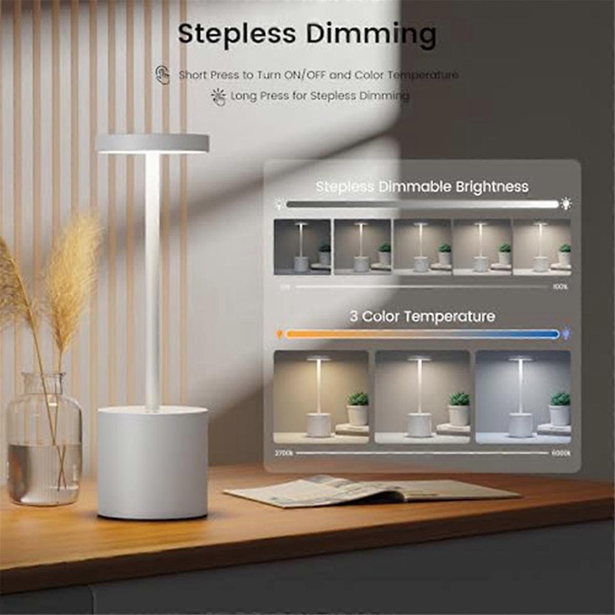 Cordless Table Lamp Rechargeable Dimmable LED Desk Lamp