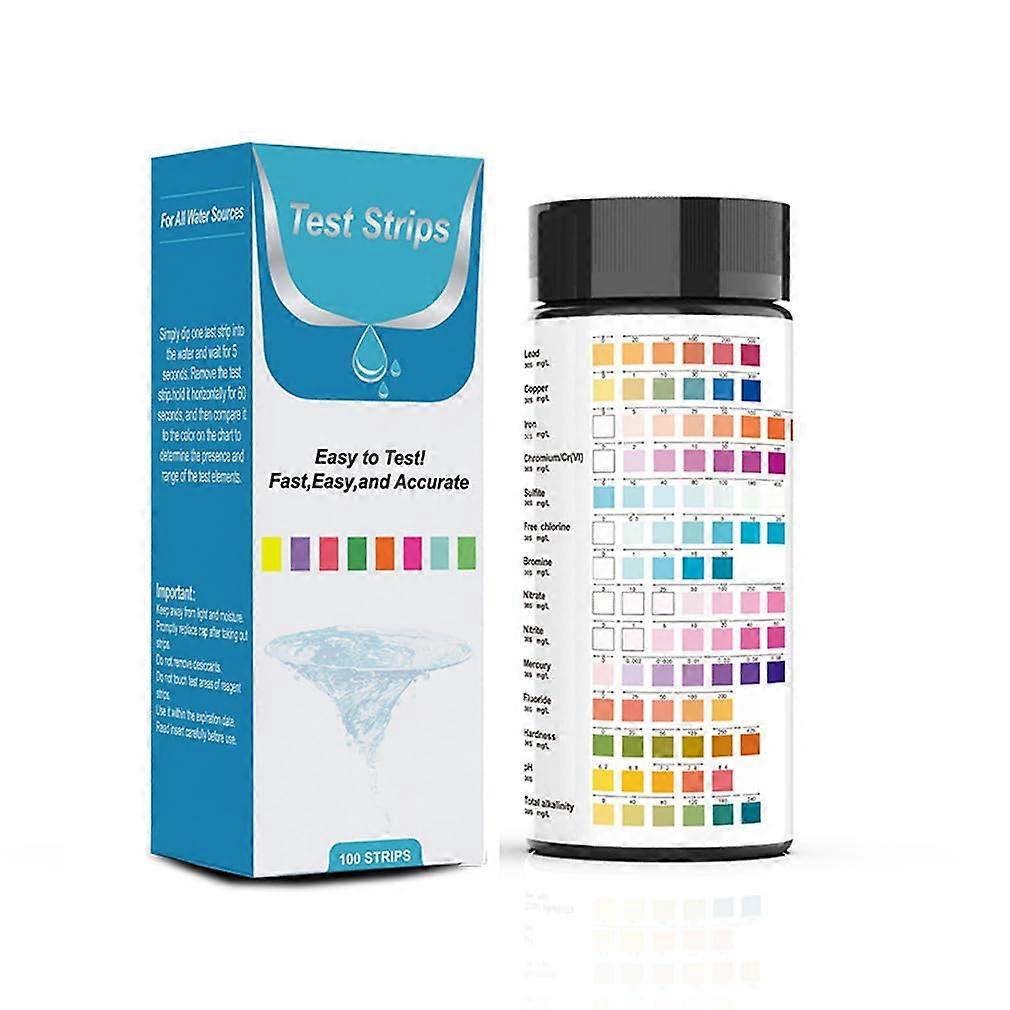 14 In 1 Drinking Water Testing Kit For Pools And Spas 100 Strips Hardness And pH Lead Iron And Copper And Chlorine
