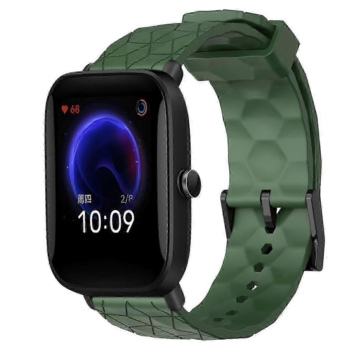 For Amazfit Pop 20mm Football Pattern Solid Color Silicone Watch Band