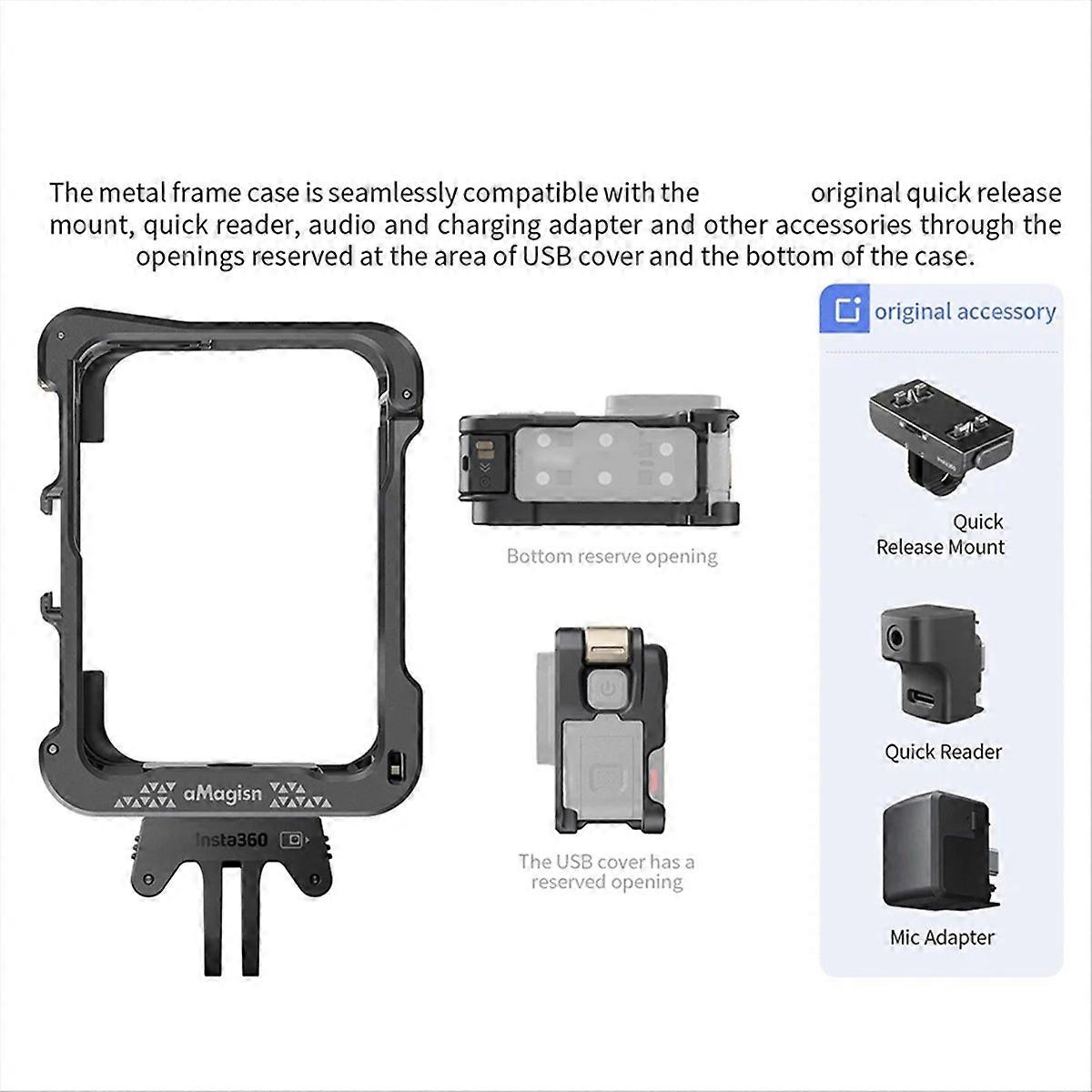 AMAGISN Camera Cage for Insta360 Ace Pro Quick Release Protective