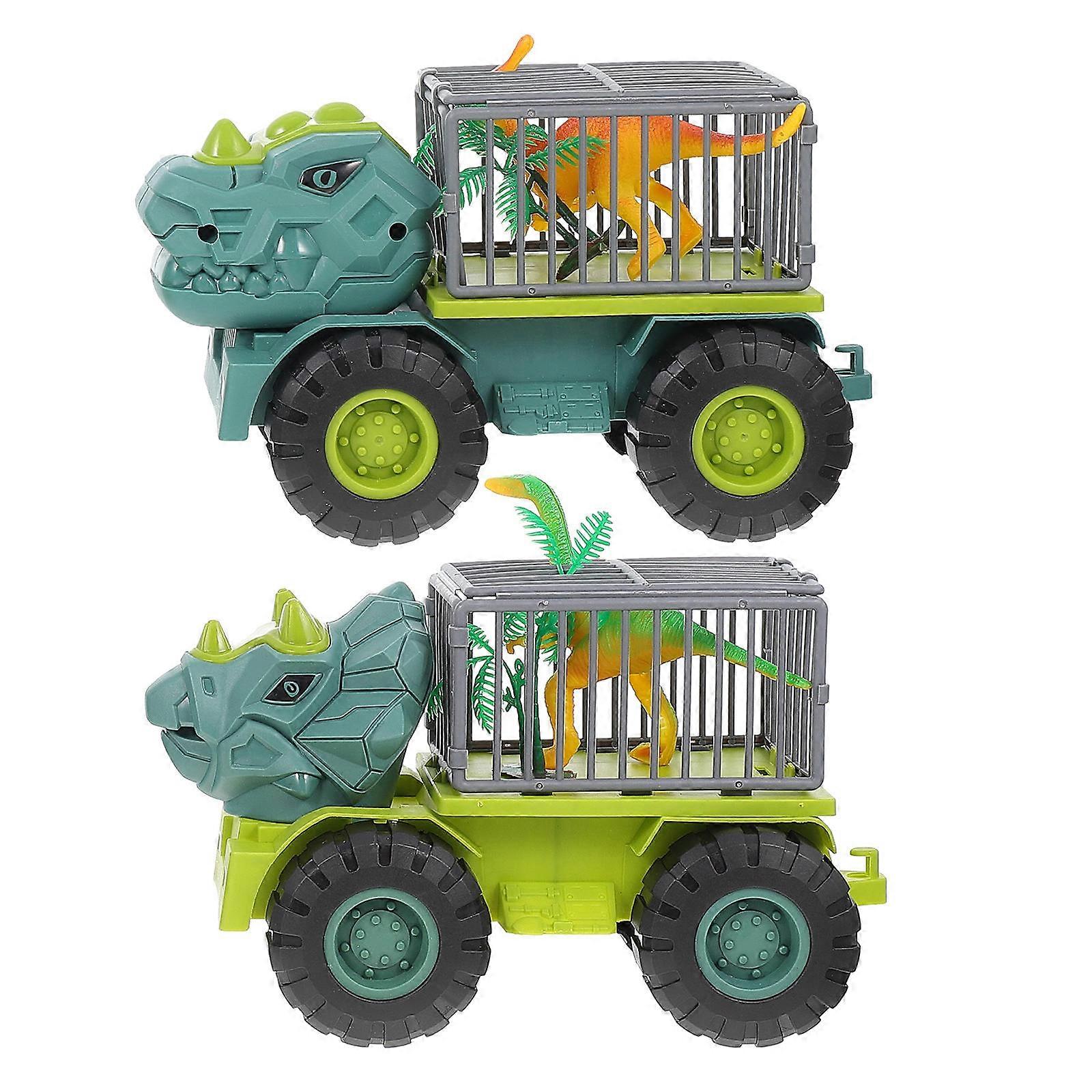 2Sets Dinosaur Engineering Vehicle Toy Car for Kids Press Driven Plaything