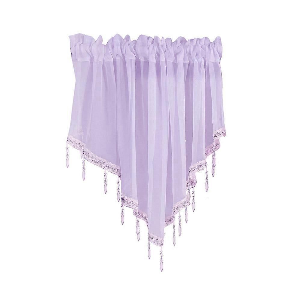 Farfi Solid Color Triangle Shape Kitchen Short Curtain Window Valance Drape Home Decor (Light Purple)