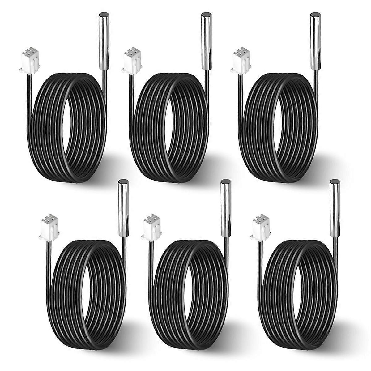 6 Pcs 10K Temperature Sensor Probe, 1 Meter Waterproof 10K Thermistor, Stainless Steel 3950 -Thermistor Sensor Probe