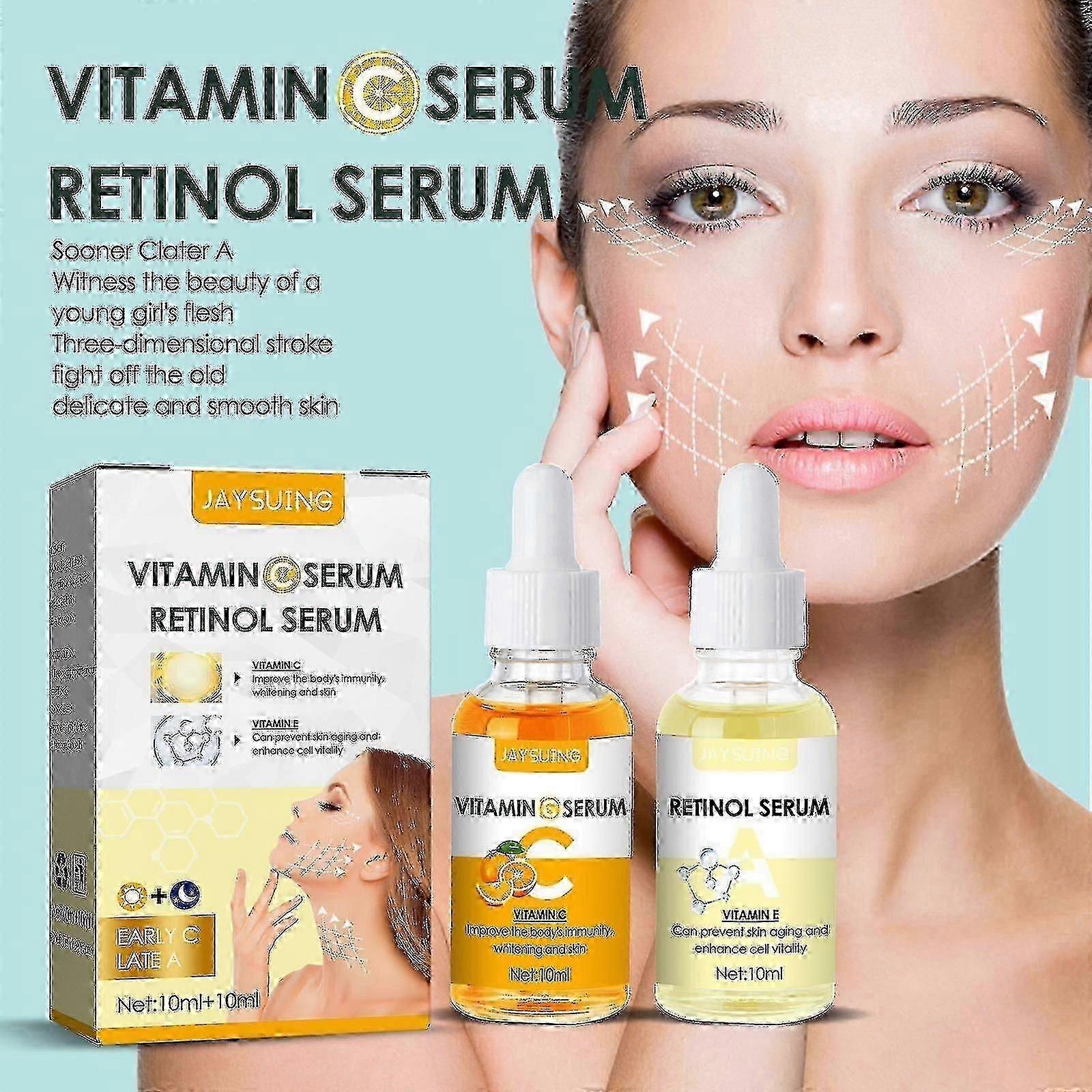 שילוב Jaysuing Morning C ו-Night A Essence מבהיר, מדלל קמטים, אנטי אייג'ינג, ממצק את העור, צהוב כהה, מעניק לחות ומעניק לחות ל-BF |