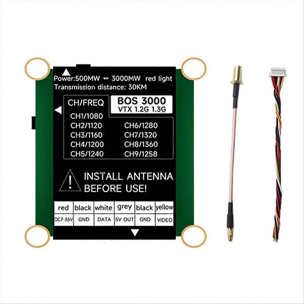 1.2G 1.3G 3W VTX 3000mw 9-Channel High Power FPV Video  mitter PAL/NTSC for FPV Long Range RC Drone