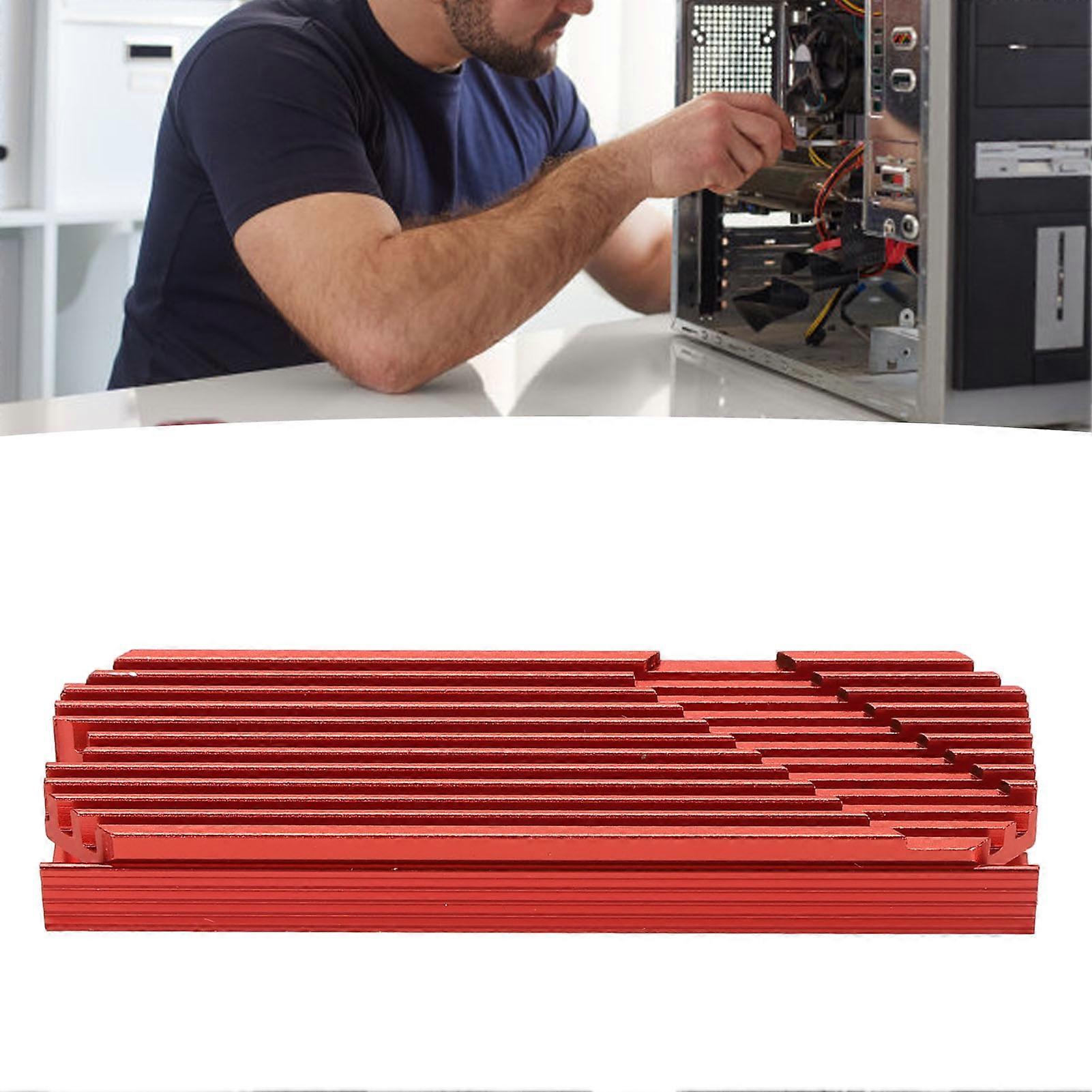 M.2 2280 SSD Heatsink Anodized Aluminium Alloy Fast Heat Conduction M.2 2280 SSD Cooler for Desktop Computer Red 