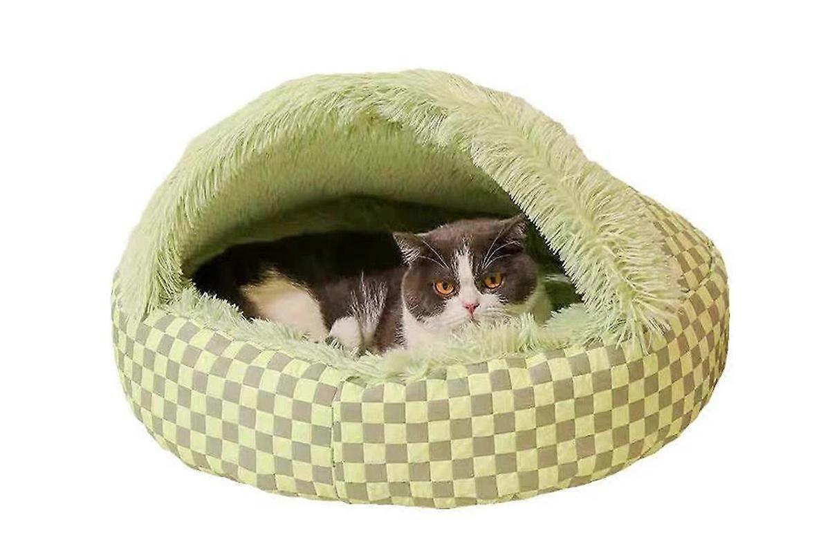 Plush Cushioned Hooded Pet Bed Winter Pet Cave Nest