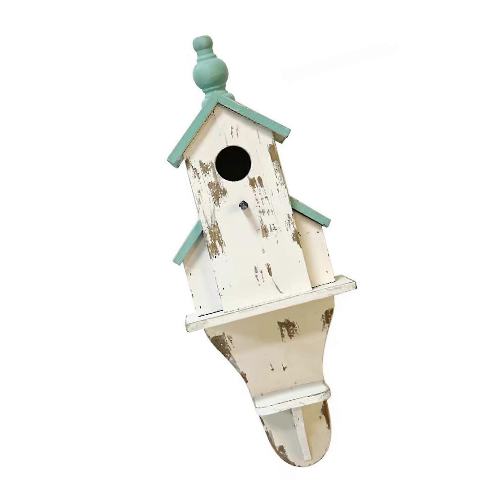 Protective Wood Bird Nesting Box House Handmade Bird Breeding Nest House for Hummingbirds Sparrow Bad Weather Resistant Multicolor
