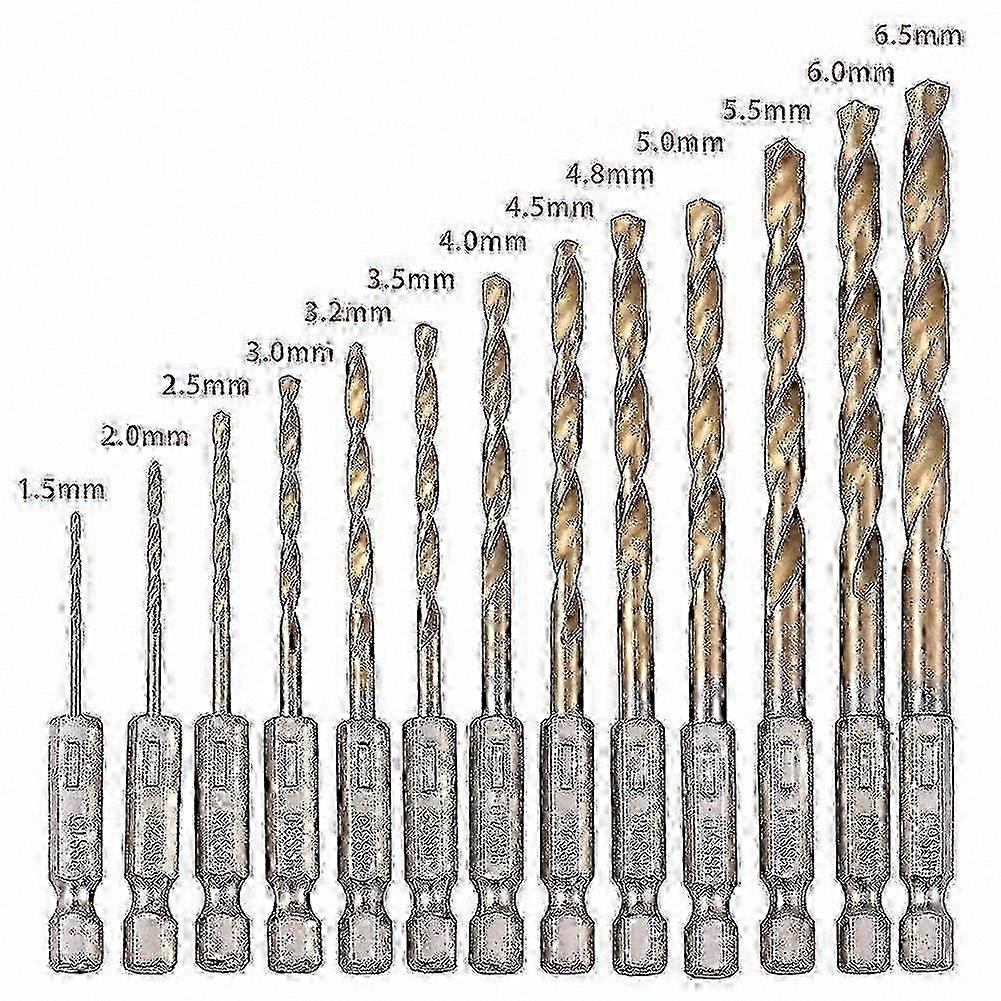 13-Piece Titanium HSS Drill Bit Set with Hex Shank for Durable Drilling Performance
