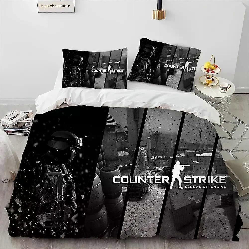 (f172) Pussilakanasetti Gamer Counter-Strike -tyyliin pussilakanalla ja tyynyliinalla king- ja queen-size-sänkyihin pojille ja aikuisille