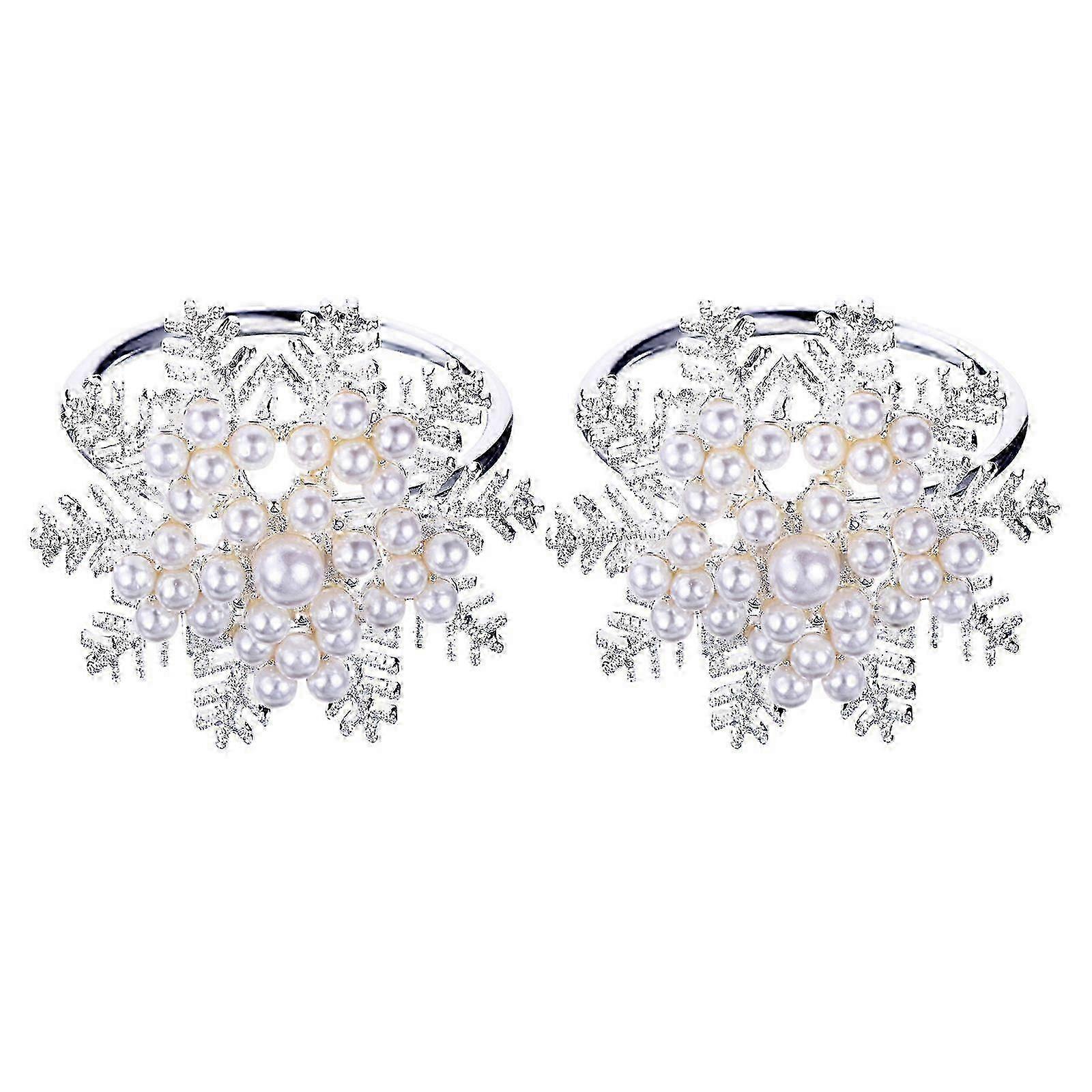 Christmas Snowflake Shaped Napkin Ring Set For Special Occasions With Elegant Design And Stainless Steel Material 2Pcs