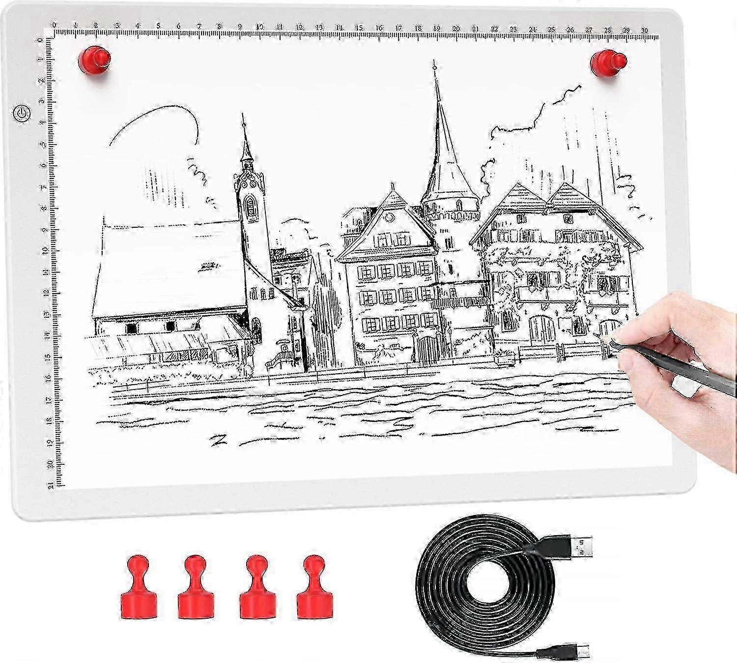 Rechargeable A4 Light Pad, LED Tracing Light Box for Diamond Painting, Light Board with Stepless Dimmable and Type-C Cable, Ultra-Thin Light Tabl