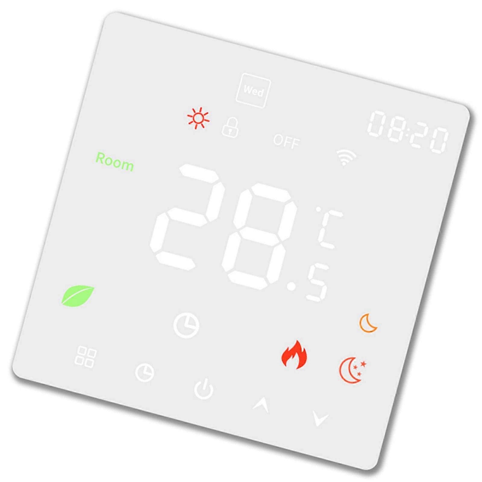 16A Intelligent Temperature Manager With LCD Display For Hydronic Electric Heating Remote Application Control Weather Tokens  White