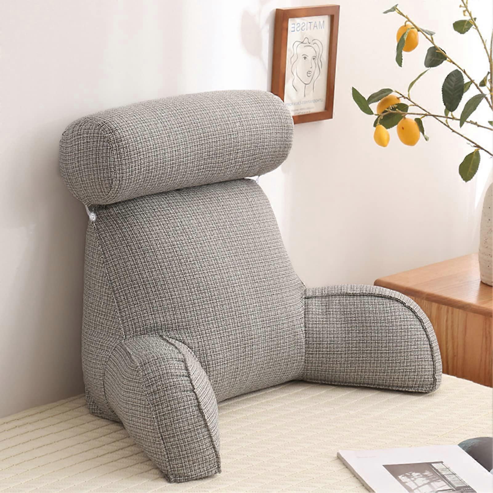 Reading Pillow with Armrests, Large Back Support Cushion for Bed or Couch, Removable Wedge Backrest for Reading and Lounging
