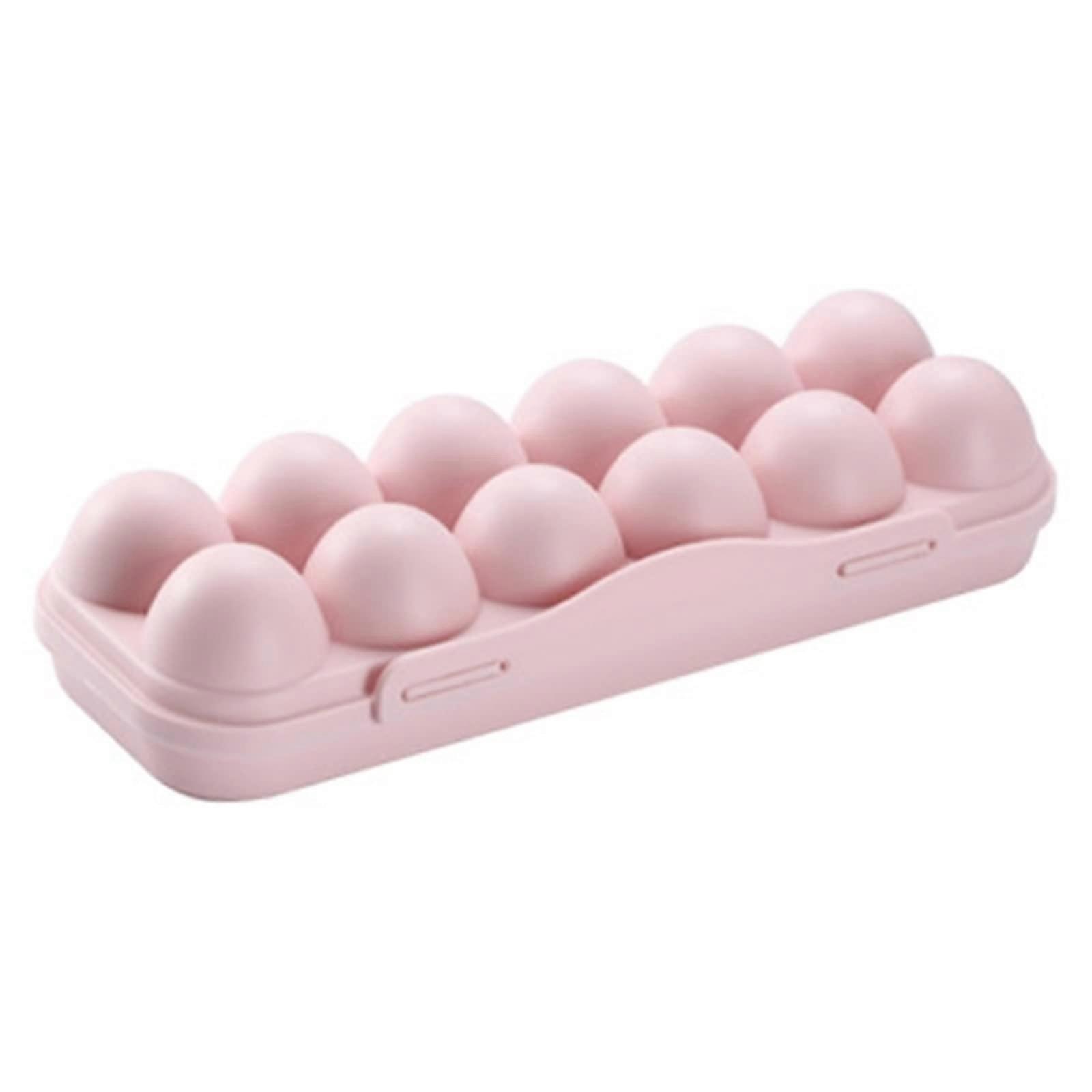 Egg Basket 12/18Grid Drawer Type Egg Storage Box, Egg Crisper, Kitchen Tray, Pink 18Compartment