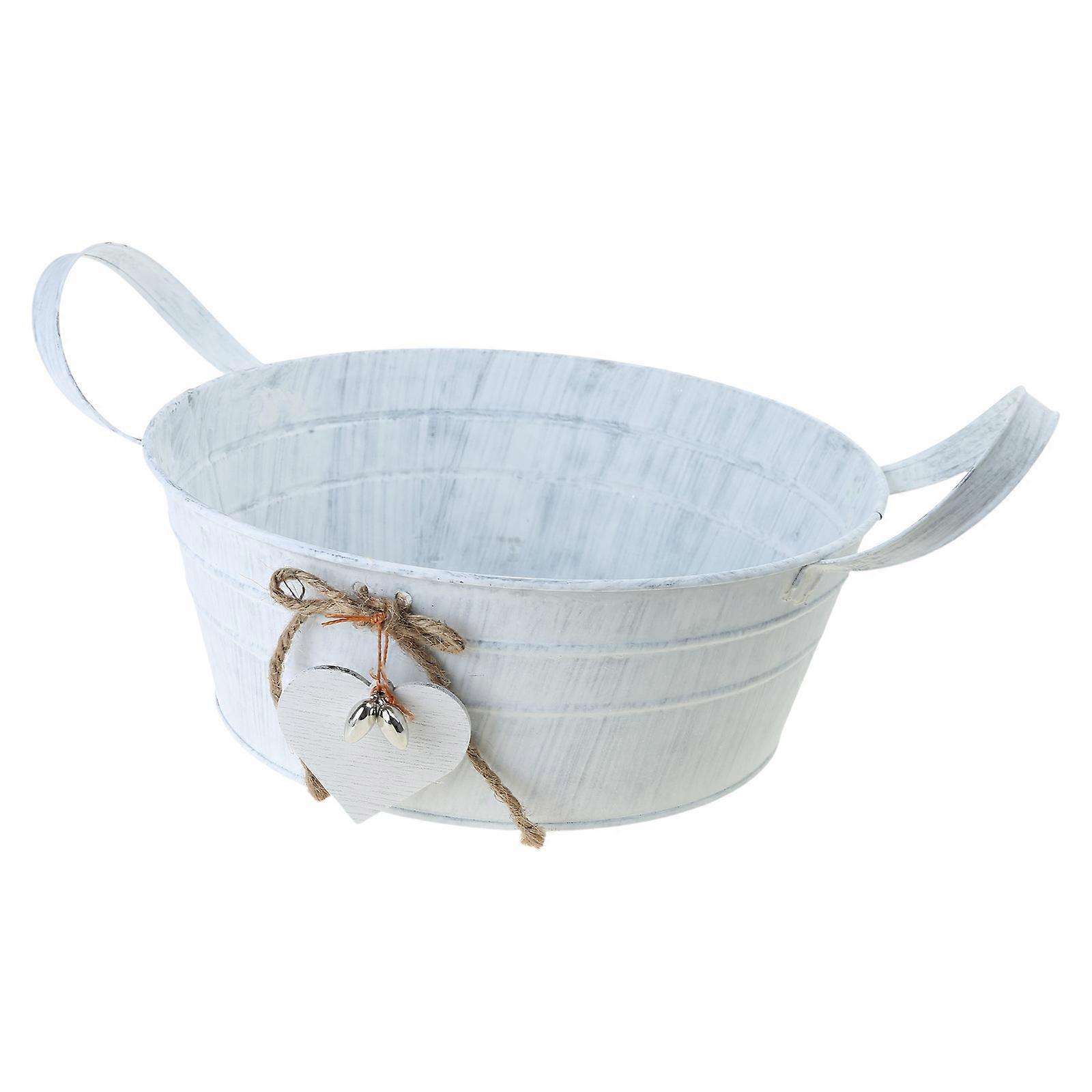 1 Pack Small Galvanized Buckets Oval Metal Pails for Plants, Rustic Home Decorations Multicolor
