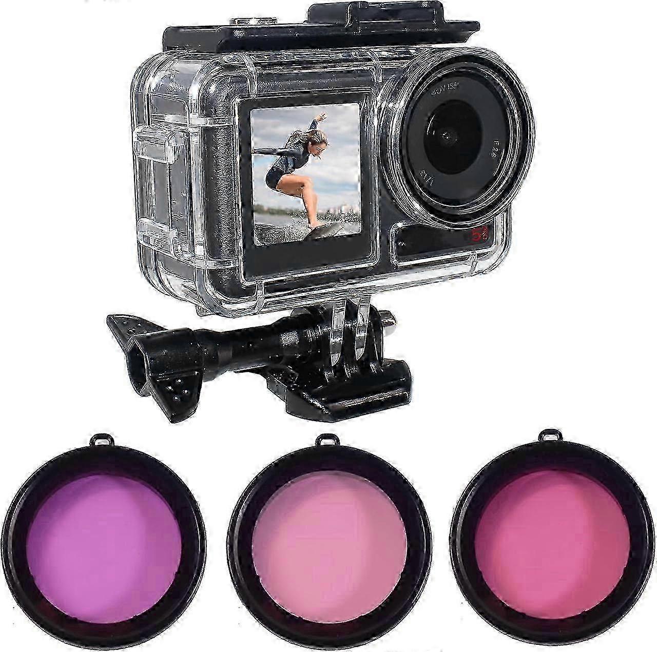 164FT/50M מתחת למים עמיד למים צלילה מארז תואם עבור DJI Osmo Action 5 Pro, Action 4, Action 3, מגן כיסוי מעטפת עם 3 Pack