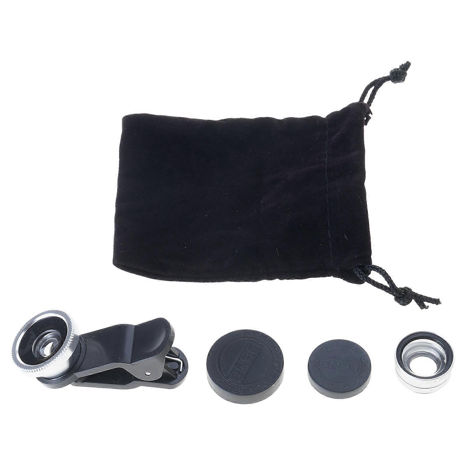 Universal Camera Lens for Most Cellphone Mobile Phone Camera Lens Clip On Smartphone Lens Wide Angle Macro Fish Eye Lens  Silver