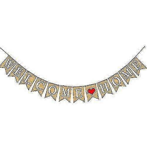 2sets Welcome Home Banner Bunting, 3m Rustic Burlap Bunting Banner, Welcome Home Decoration Family Party Banner