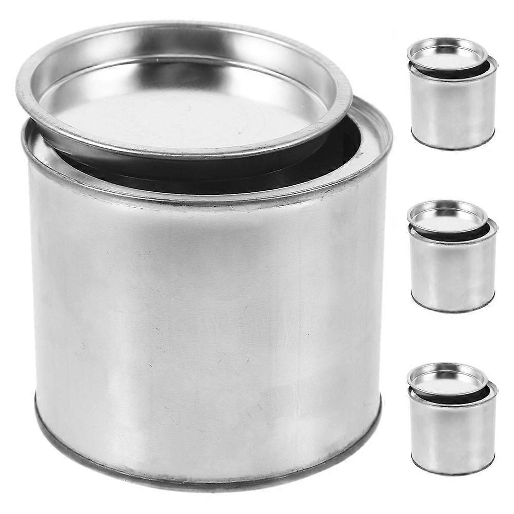 4Pcs 0.5L Small Metal Paint Cans with Lids Round Tin Buckets Leftover Empty Paint Storage Containers for DIY Crafts Painting Ink Pigment Mixing