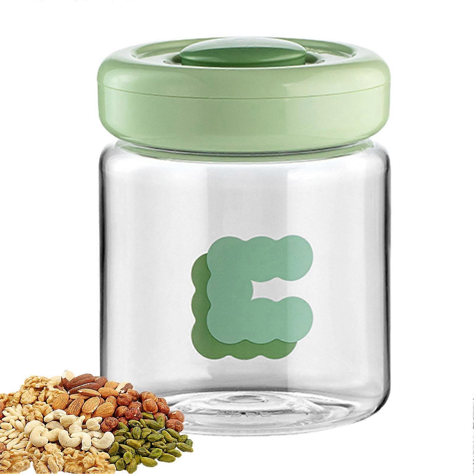 Vacuum Food Storage Containers with Button Seal – Airtight Clear Flour Sugar Pantry Organizer (Green)