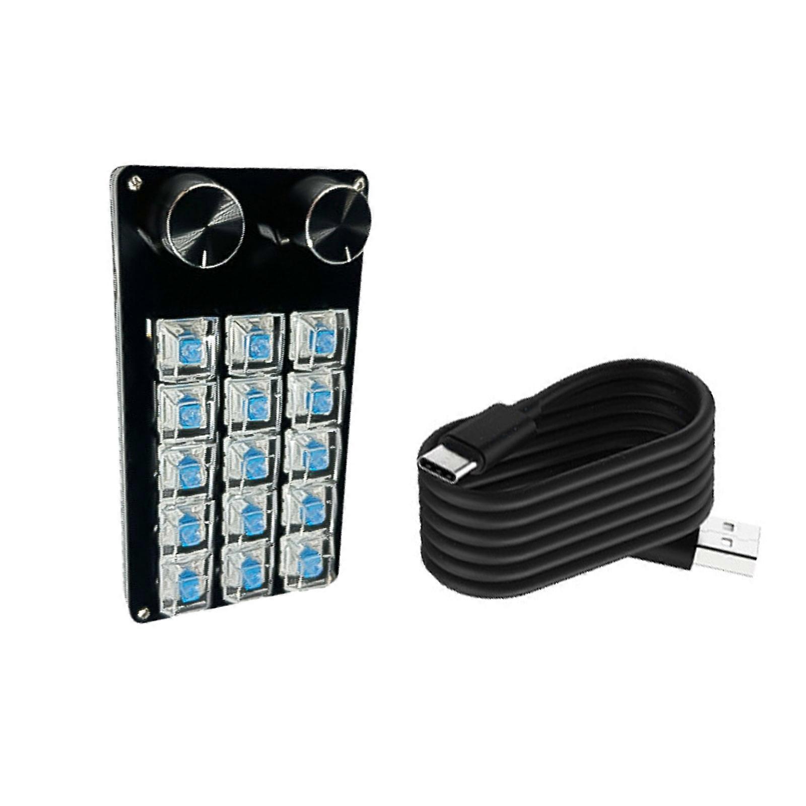 9Key/10Key/12Key/15Key Mechanical Macro Keypad with Personalizes Knob, Hot Swappable Switches for Gamers and Programmers Multicolor