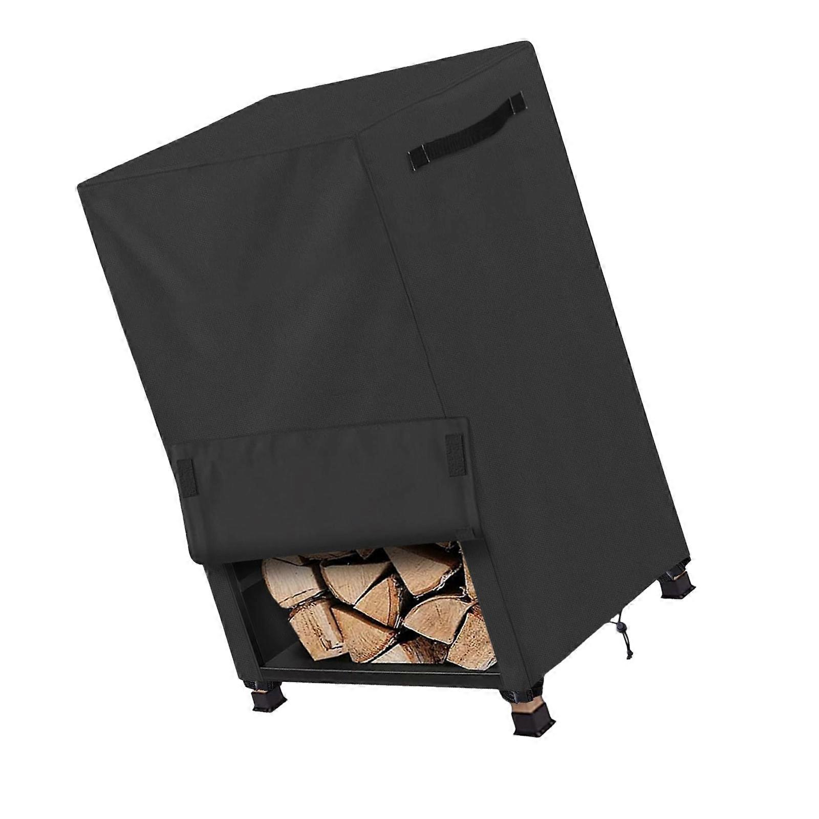 Portable Firewood Protective Cover With Breathable Design For Moisture Prevention And Easy Folding  Black