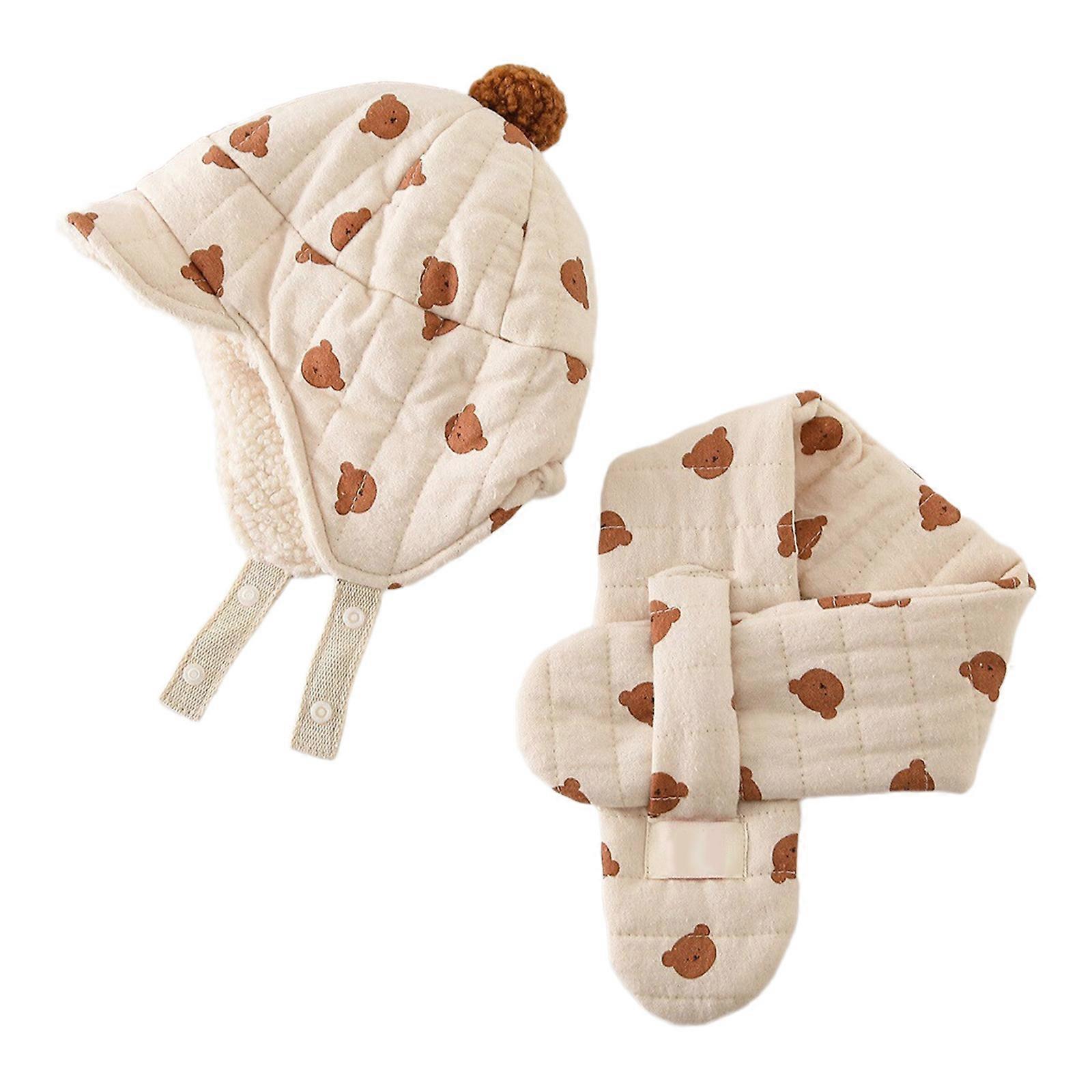 Stylish Winter Hat And Scarf Set For Newborns Toddler Cold Weather Comfortable Lei Feng Hat with Matching Neckerchief Multicolor