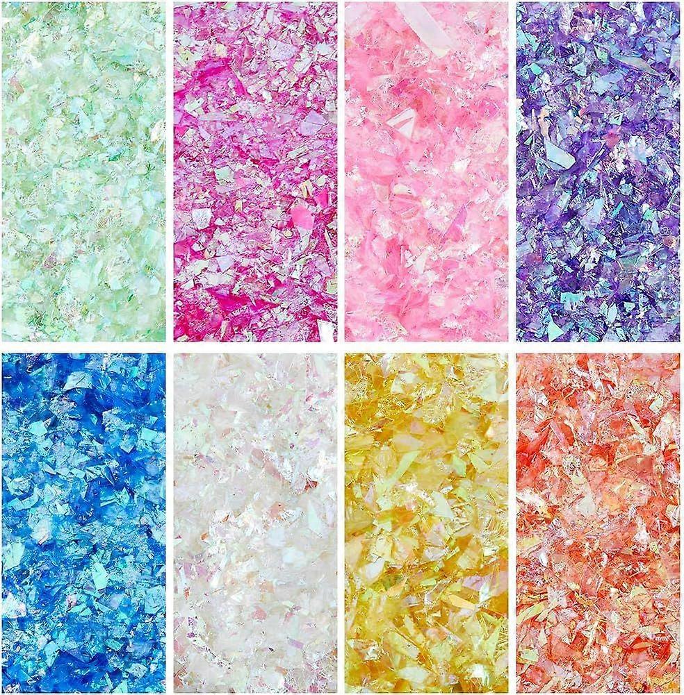 120G 8 Colors Plastic Craft Sequins Crispy Bingsu Beads Holographic Chunky Glitter Iridescent Sequins for Slime 3D Glitter Assortment Slime Microbeads