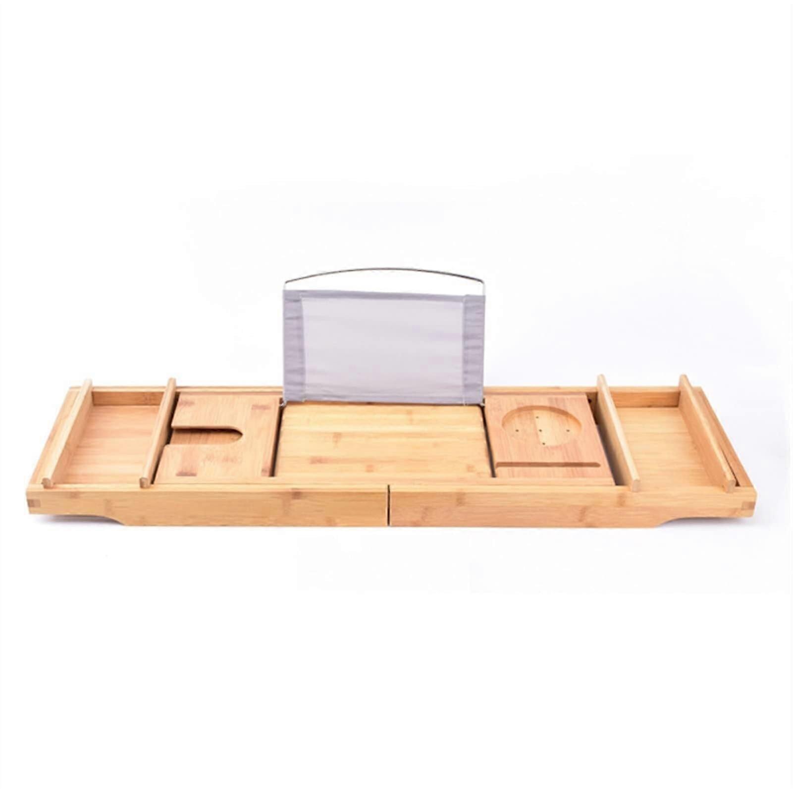 Extendable Bamboo Bath Caddy Tray 105cm Adjustable for Home Spa & Clawfoot Baths