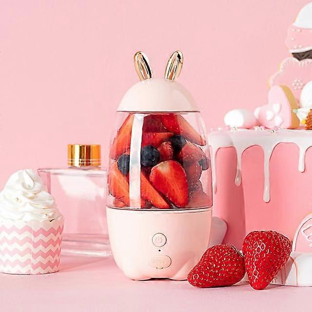 Portable Blender 330ML USB Rechargeable Mini Juicer with Food Processor and Pulp Strainer Pink